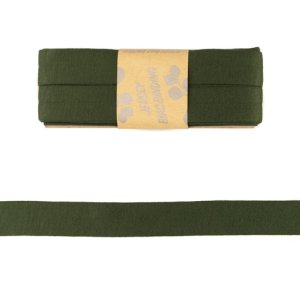 Jersey Viskose Schrägband/Einfassband gefalzt 20 mm x 3 m Coupon - uni olivgrün