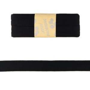 Jersey Viskose Schrägband/Einfassband gefalzt 20 mm x 3 m Coupon - uni schwarz