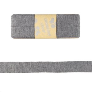 Jersey Viskose Schrägband/Einfassband gefalzt 20 mm x 3 m Coupon - meliert grau