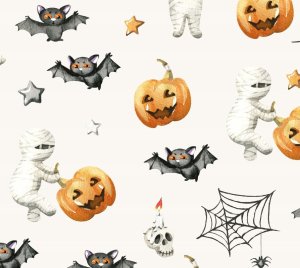 Jersey Digitaldruck toff mumien - gruselige Halloweenparty - weiß