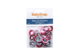 Baby Snap Ösen mit Scheiben - 20 Stück/11mm - rot