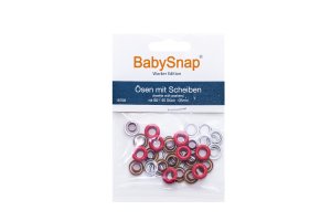 Baby Snap Ösen mit Scheiben - 20 Stück/5 mm - rot