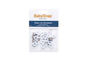 Baby Snap Ösen mit Scheiben - 20 Stück/5 mm - weiß