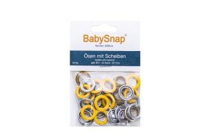 Baby Snap Ösen mit Scheiben - 20 Stück/11mm - gelb