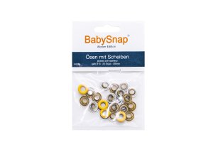 Baby Snap Ösen mit Scheiben - 20 Stück/5 mm - gelb
