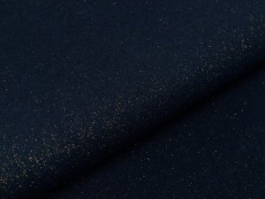 Glattes Bündchen im Schlauch 70 cm mit Glitzerfäden - uni marine/goldfarben