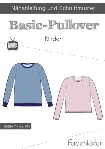Papier-Schnittmuster Fadenkäfer - Basic-Pullover - Kinder