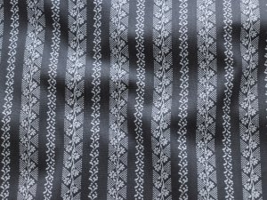 Webware Baumwolle Renforcé mercerisiert für Trachten - Florale-Streifen - grau-weiß