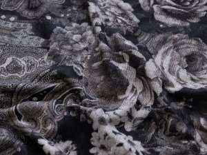Jersey - Blumen im Paisleystyle - schwarz