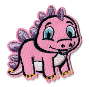 Stick-Applikation zum Aufbügeln ca. 6,0 cm x 6,0 cm - süßer Dino - rosa