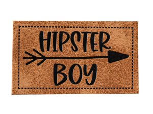 Jessy Sewing Kunstleder-Label mit aufgedruckter Nähnaht - "Hipster Boy" - braun