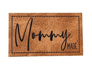Jessy Sewing Kunstleder-Label mit aufgedruckter Nähnaht - "Mommy Made" - braun
