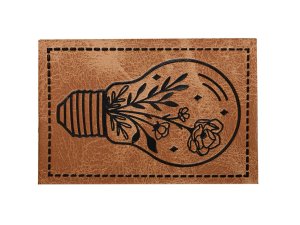 Jessy Sewing Kunstleder-Label mit aufgedruckter Nähnaht - "Glühbirne" - braun
