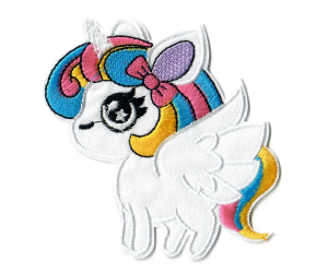 Stick-Applikation zum Aufbügeln ca. 7,0 cm x 8,0 cm - kleines Einhorn - weiß