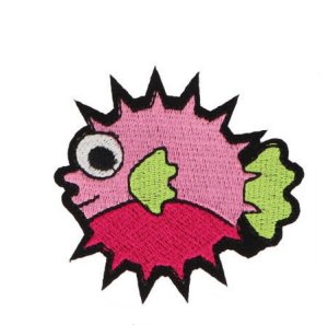 Stick - Applikation zum Aufbügeln ca. 6,0 cm x 6,0 cm - frecher Kugelfisch - rosa