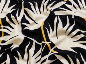 KDS Queen's Collection Jersey Viskose - Fächer-Blumen - schwarz