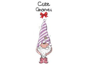 Transfer-Applikation  Cute Gnomes zum Aufbügeln - ca. 6,0 cm x 21,0 cm - Gnome mit gestreifter Mütze