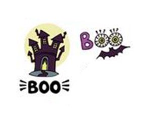 Transfer-Applikation Halloween zum Aufbügeln ca. 8,0 cm x 4,5 cm - Boo Geisterhaus