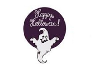 Transfer-Applikation Halloween zum Aufbügeln ca. 6,0 cm x 7,0 cm - Happy Halloween Gespenst 