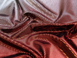 Jersey mit Foliendruck - funkelndes Hologramm Wabenmuster - dunkles rot