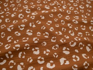  Musselin Baumwolle - Animalprint - rostorange