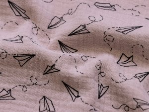 Musselin Baumwolle Double Gauze Swafing Jeron - Papierflieger - altrosa