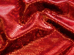 Elastischer Funktionsjersey mit Foliendruck - Holografisches 3D Design Reptilienhaut - rot