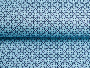 Webware Baumwolle Popeline - verschlungenes Kreis-Muster - helles blau