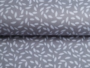 Webware Baumwolle Popeline - kleine Blätter - grau