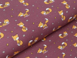 Jersey - spielende Füchse und Blümchen - altpink