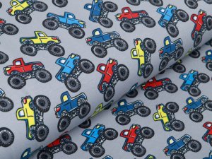 Jersey - bunte Monstertrucks - grau