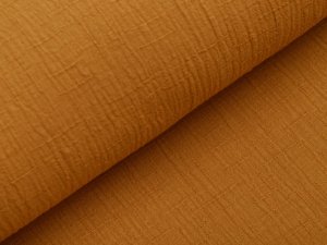 Bambus Musselin Baumwolle Double Gauze Snoozy - Leinenoptik - uni senf