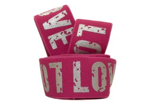 Gummiband mit Foliendruck ca. 40mm - Love - pink