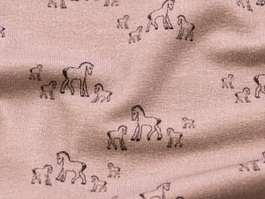 Jersey Digitaldruck Lovely Mustangs by House of Inés - Pferdefamilie - altrosa