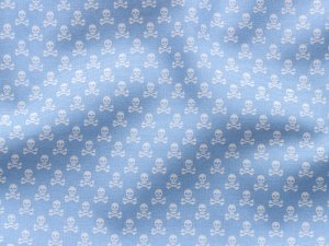 Webware Baumwolle - kleine Totenköpfe - helles blau