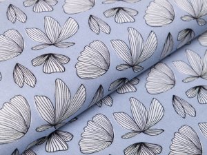 Webware Viskose Boho Fly by Jolijou - Schmetterlingsblumen - blau