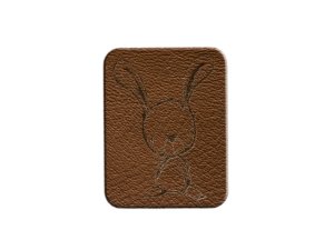 Applikation/Label aus ökologischem Kunstleder ca. 23 mm x 30 mm - kleiner Hase