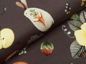  Jersey Swafing Autumn Bunny - futternde Hasen und Kürbisse - graubraun