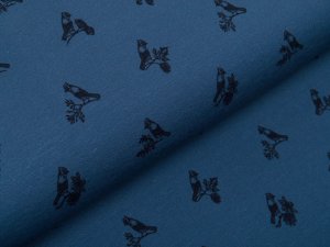 Jersey Swafing Twittering by Lila-Lotta - Vögel auf Ästen - jeansblau
