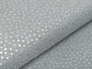 Jersey Melange mit Foliendruck - silberne Punkte - grau