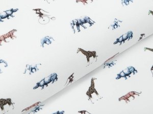 Jersey Digitaldruck - Safari Tiere - wollweiß