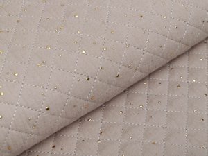 Musselin Double Gauze Rautenstepper mit Foliendruck - unregelmäßige Punkte - uni beige