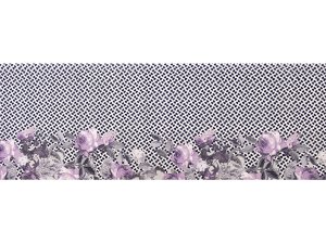 KDS Queen's Collection Iris - Webware Viskose PANEL ca. 75cm x 145cm - Blumen auf gemustertem Hintergrund - lila