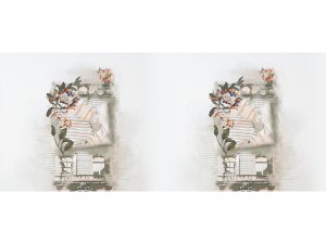 KDS Queen's Collection Olivia - Jersey Viskose PANEL ca. 65cm x 160cm - Blumen & Streifen - weiß