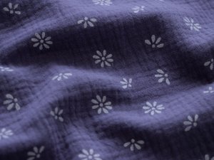 Musselin Baumwolle Double Gauze - kleine Blüten - violett