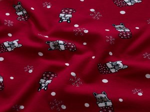 Jersey Weihnachten - Weihnachtsbulldoggen - dunkelrot