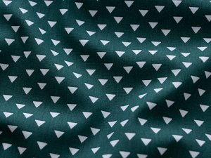 Webware Popeline Baumwolle Weihnachten - Triangeln - dunkelgrün