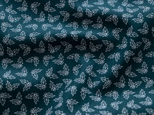 Webware Popeline Baumwolle Weihnachten - Stechpalmen - dunkelgrün