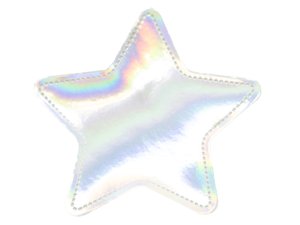 Jessy Sewing Kunstleder-Label mit aufgedruckter Nähnaht - "Silver Star" - silberfarben
