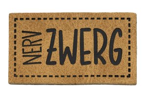 Jessy Sewing Kunstleder-Label mit aufgedruckter Nähnaht - "Nervzwerg" - braun